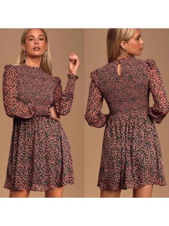 Lulus Dresses & Skirts - Lulus Floral Forever Green and Pink Floral Print Smocked Skater Dress NWT